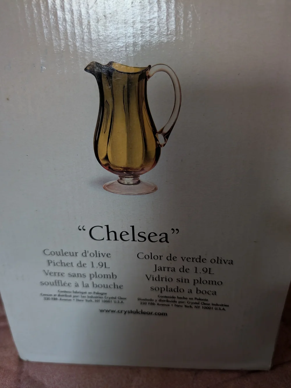 Olive Glass Pitcher with Clear Handle - Home Dining Serveware